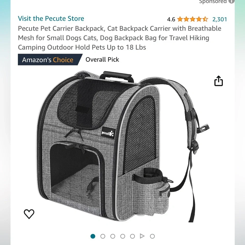 Petcute backpack pet carrier